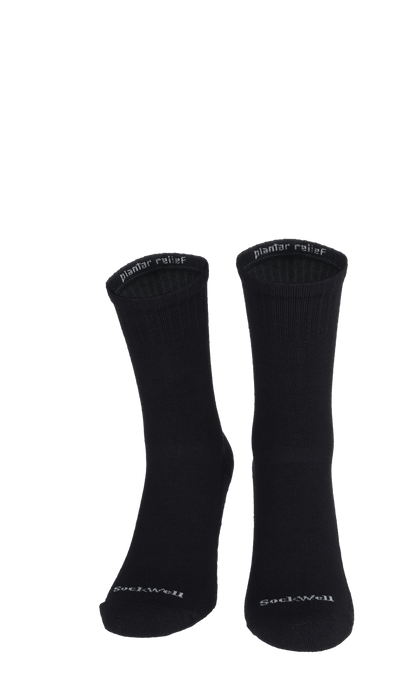 Plantar Cush Crew II Men Heel Spur Socks Black Solid