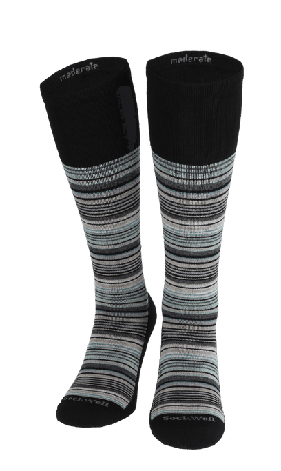 Sunset Stripe Men Moderate Compression Socks Black