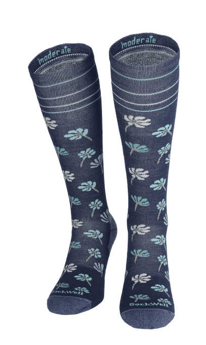 Field Flower Women Moderate Compression Socks Denim