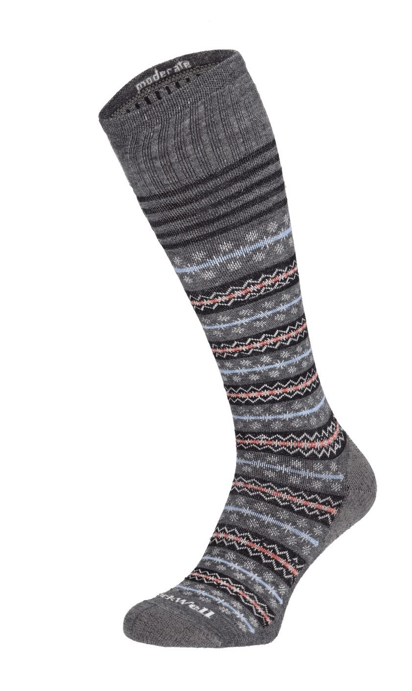 Mini Fairisle Women Moderate Compression Socks Charcoal