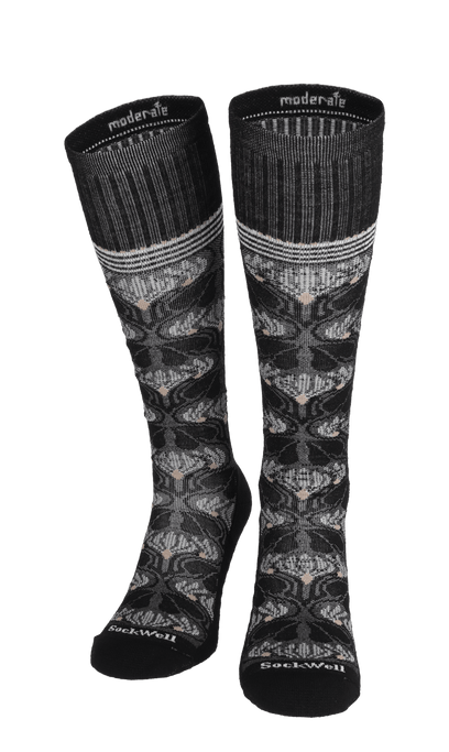 Floral Tapestry Women Moderate Compression Socks Black