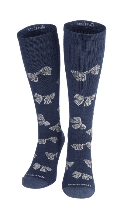 Bows Women Moderate Compression Socks Denim