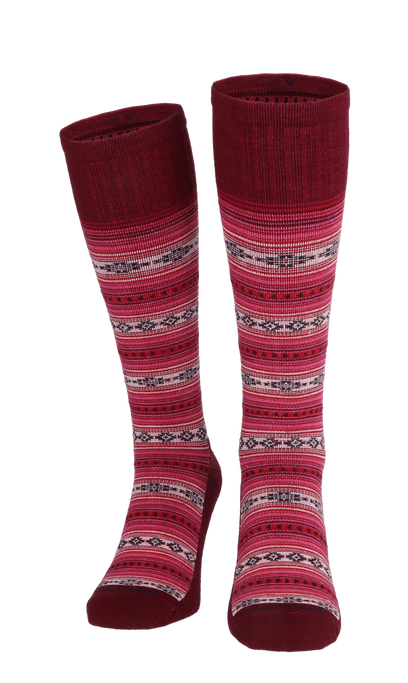 Southwest Stripe Women Firm Compression Socks Cranberry