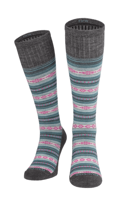 Southwest Stripe Women Firm Compression Socks Charcoal