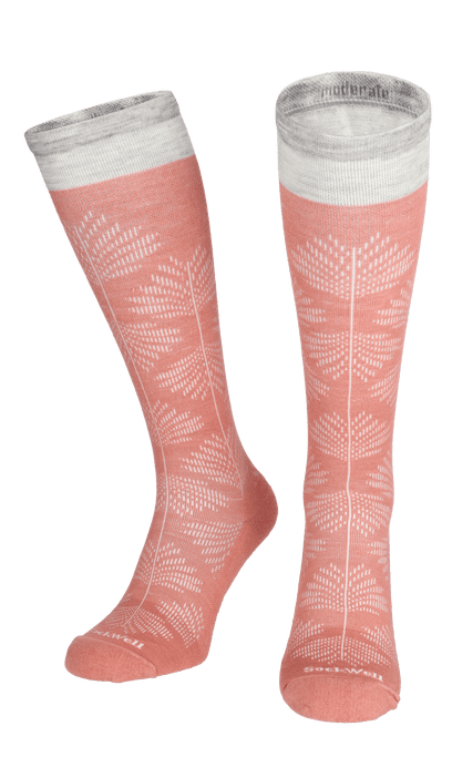Full Floral Women's Moderate Compression Socks Pink Clay
