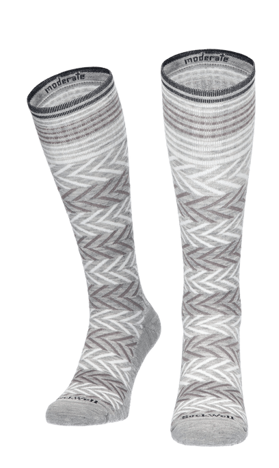 Chevron Women Moderate Compression Socks Grey