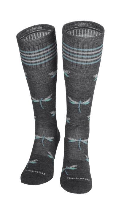 Dragonfly Women Moderate Socks Charcoal Sparkle