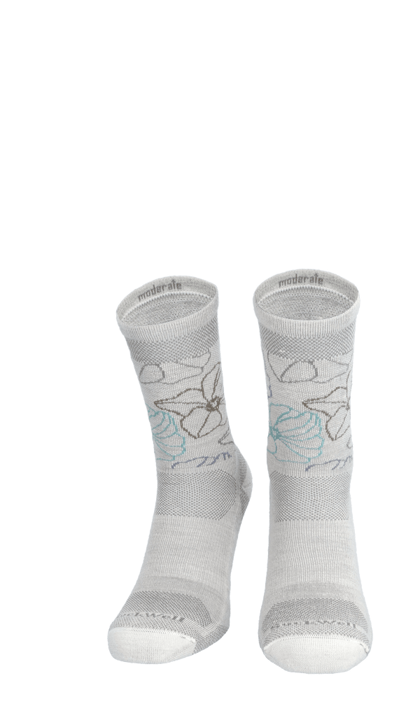 Petal Power Crew Women Compression Hiking Socks Natural