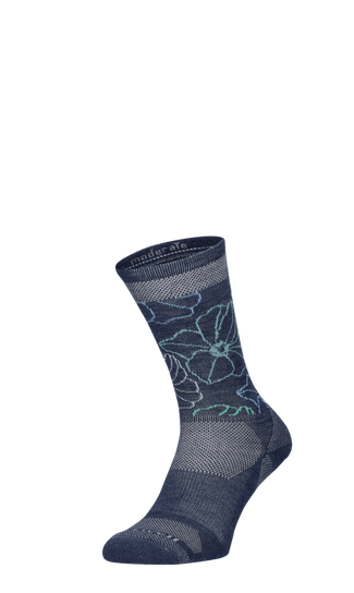 Petal Power Crew Women Compression Hiking Socks Denim