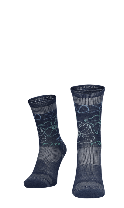 Petal Power Crew Women Compression Hiking Socks Denim