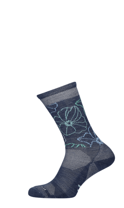 Petal Power Crew Women Compression Hiking Socks Denim