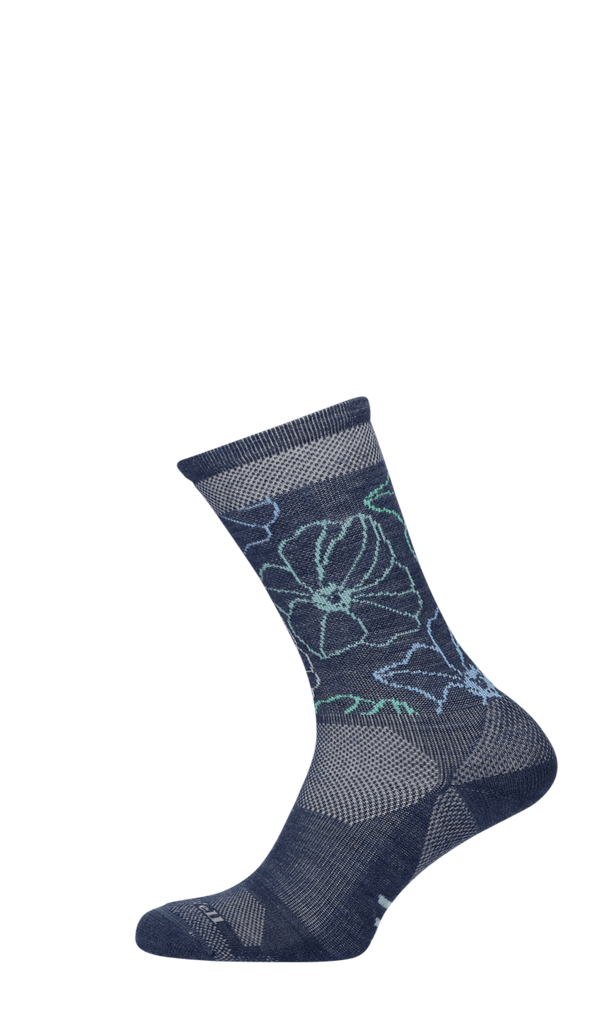 Petal Power Crew Women Compression Hiking Socks Denim