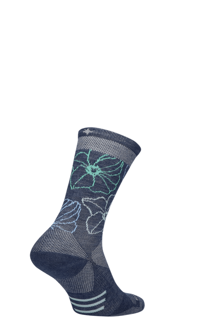 Petal Power Crew Women Compression Hiking Socks Denim