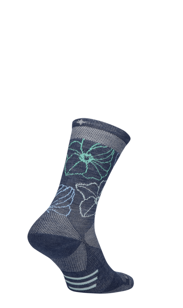 Petal Power Crew Women Compression Hiking Socks Denim