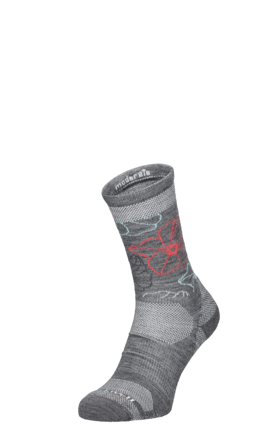 Petal Power Crew Women Compression Hiking Socks Grey