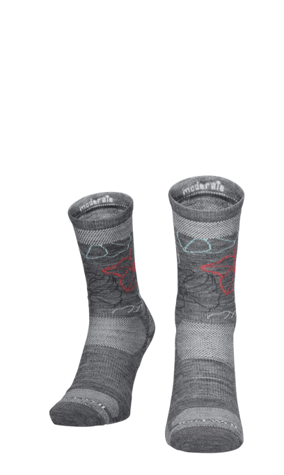 Petal Power Crew Women Compression Hiking Socks Grey