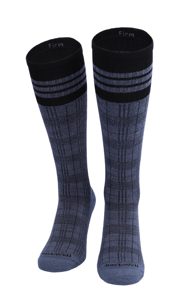 Tartan Men Firm Compression Socks Denim