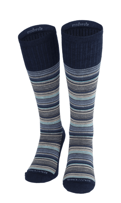 Sunset Stripe Men Moderate Compression Socks Navy