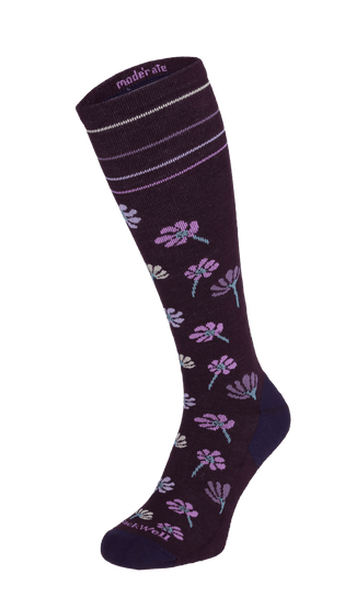 Field Flower Women Moderate Compression Socks Blackberry