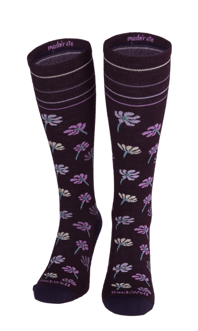 Field Flower Women Moderate Compression Socks Blackberry