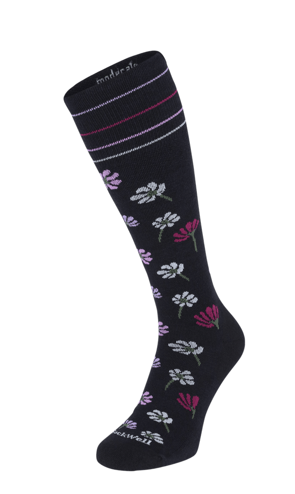 Field Flower Women Moderate Compression Socks Black