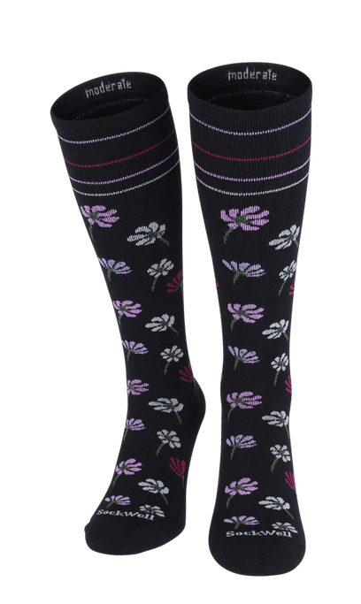 Field Flower Women Moderate Compression Socks Black