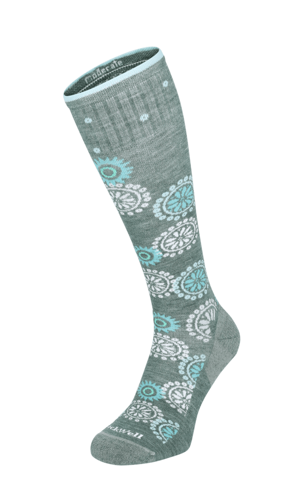 Block Print Women Moderate Compression Socks Juniper