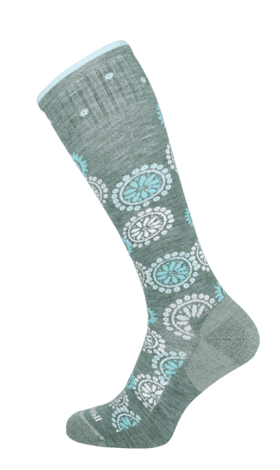 Block Print Women Moderate Compression Socks Juniper