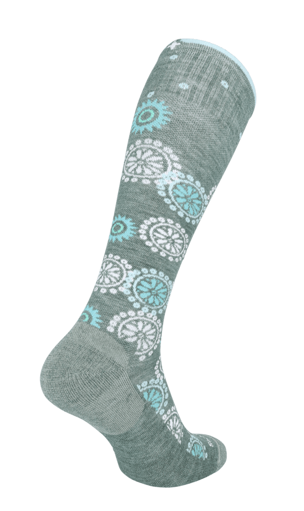 Block Print Women Moderate Compression Socks Juniper