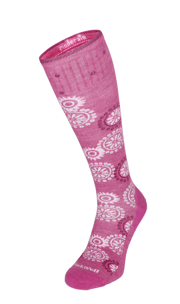 Block Print Women Moderate Compression Socks Raspberry