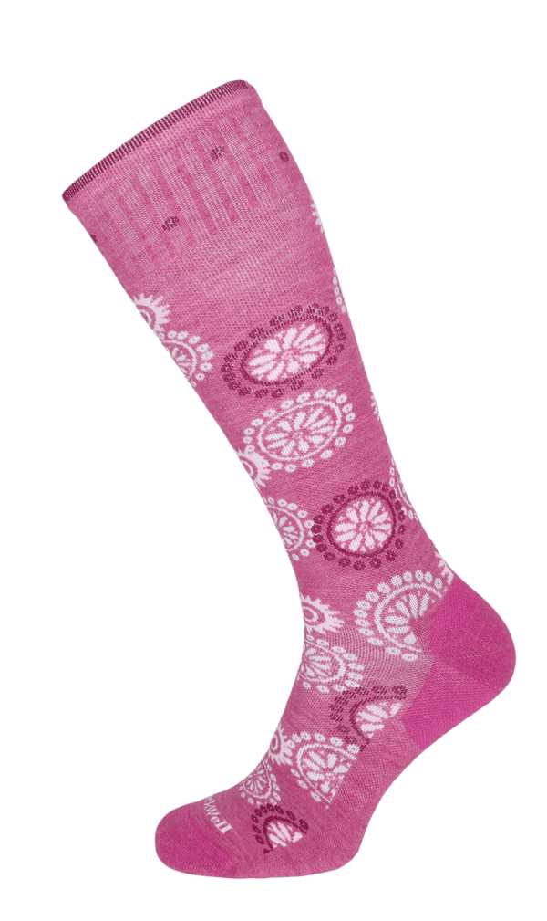 Block Print Women Moderate Compression Socks Raspberry