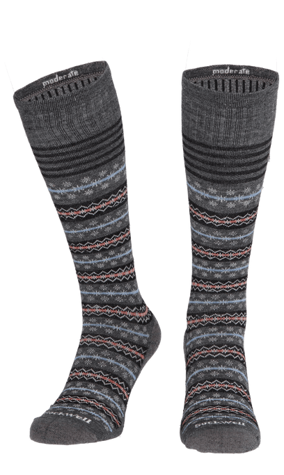 Mini Fairisle Women Moderate Compression Socks Charcoal