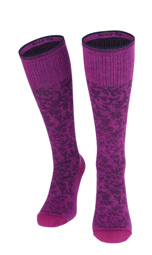 Damask Women Moderate Compression Socks Violet