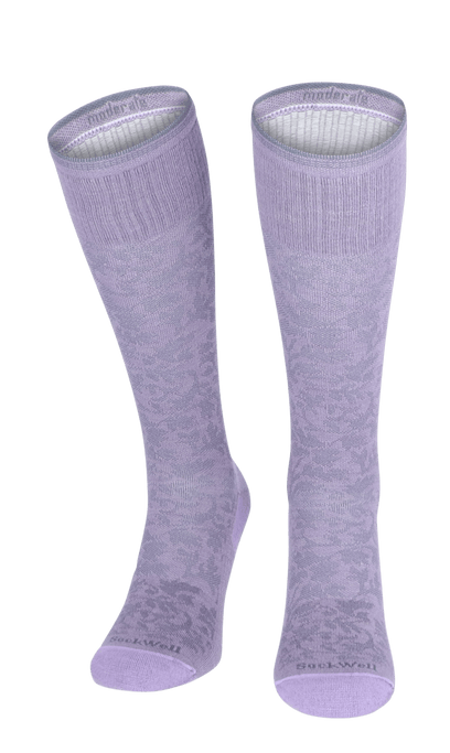 Damask Women Moderate Compression Socks Lavender