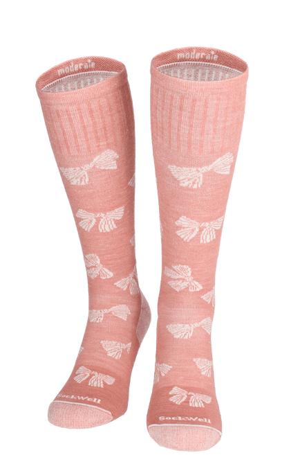 Bows Women Moderate Compression Socks Pink Clay