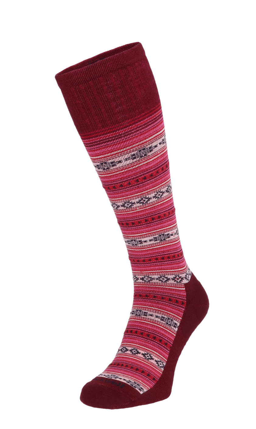 Southwest Stripe Women Firm Compression Socks Cranberry