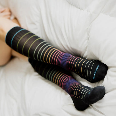 Circulator Women Moderate Compression Socks Black Stripe
