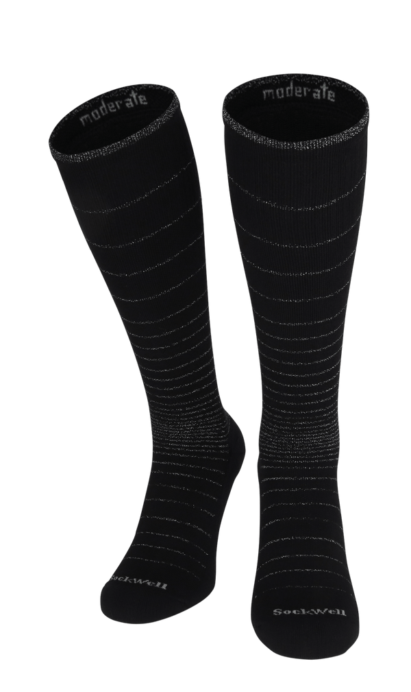 Circulator Women Moderate Compression Socks Black Sparkle