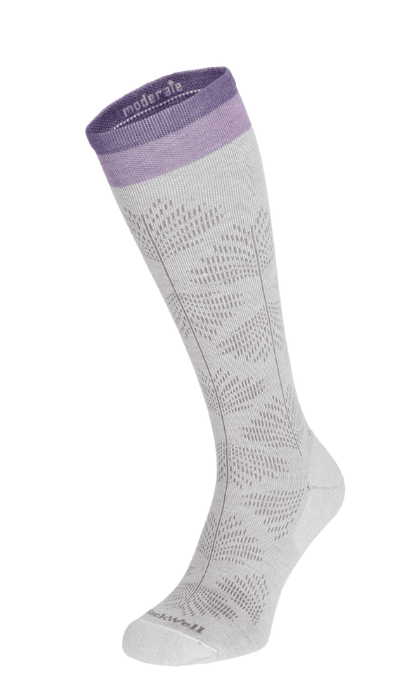 Full Floral Women Moderate Compression Socks Natural