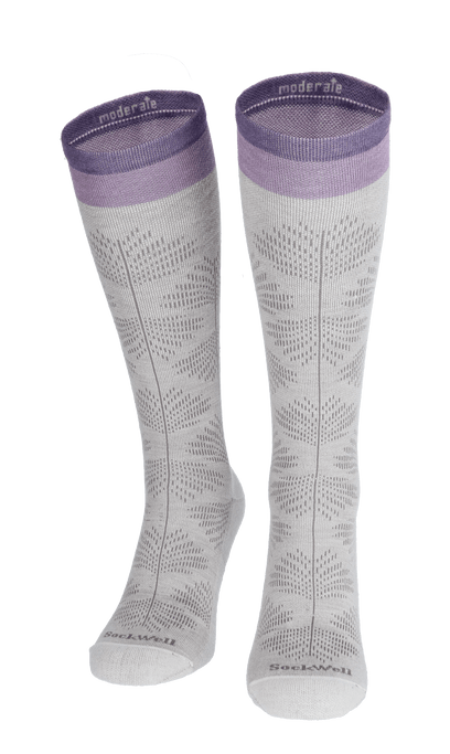 Full Floral Women Moderate Compression Socks Natural