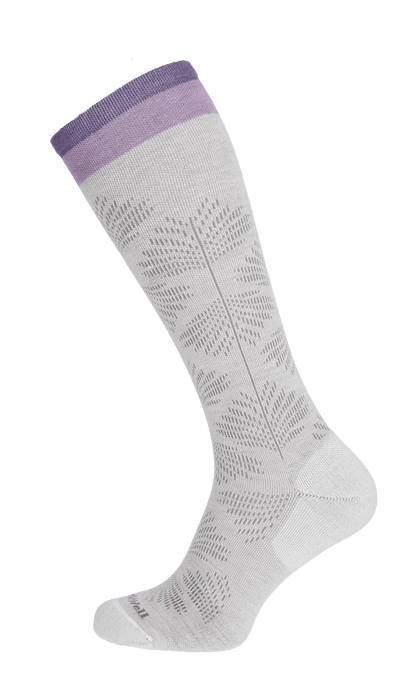 Full Floral Women Moderate Compression Socks Natural