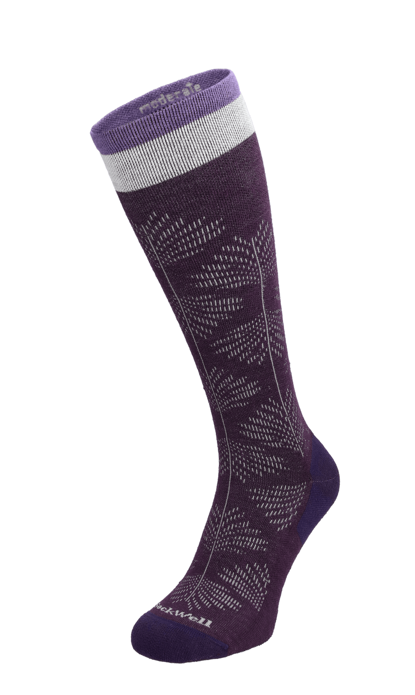 Full Floral Women Moderate Compression Socks Blackbery