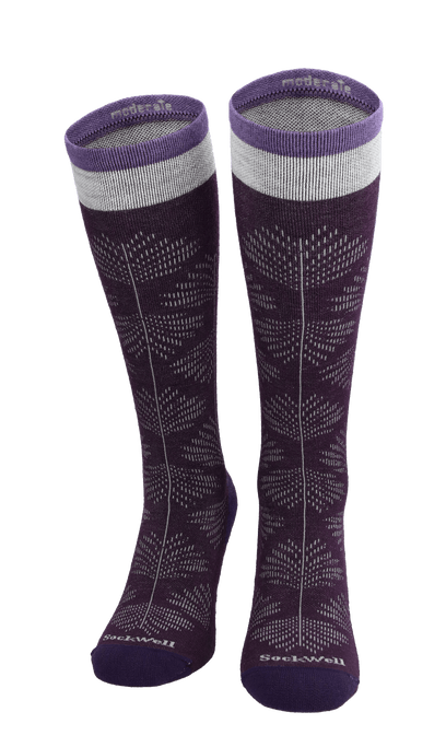 Full Floral Women Moderate Compression Socks Blackbery