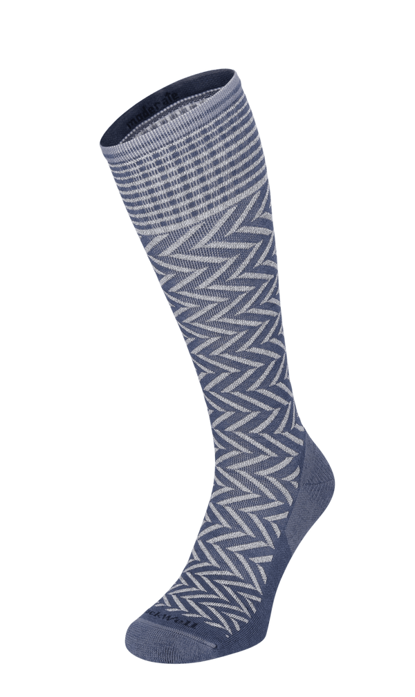 Chevron Women Moderate Compression Socks Denim Sparkle