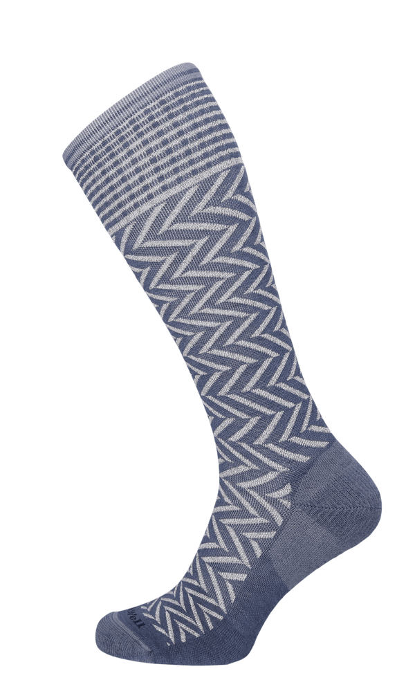 Chevron Women Moderate Compression Socks Denim Sparkle