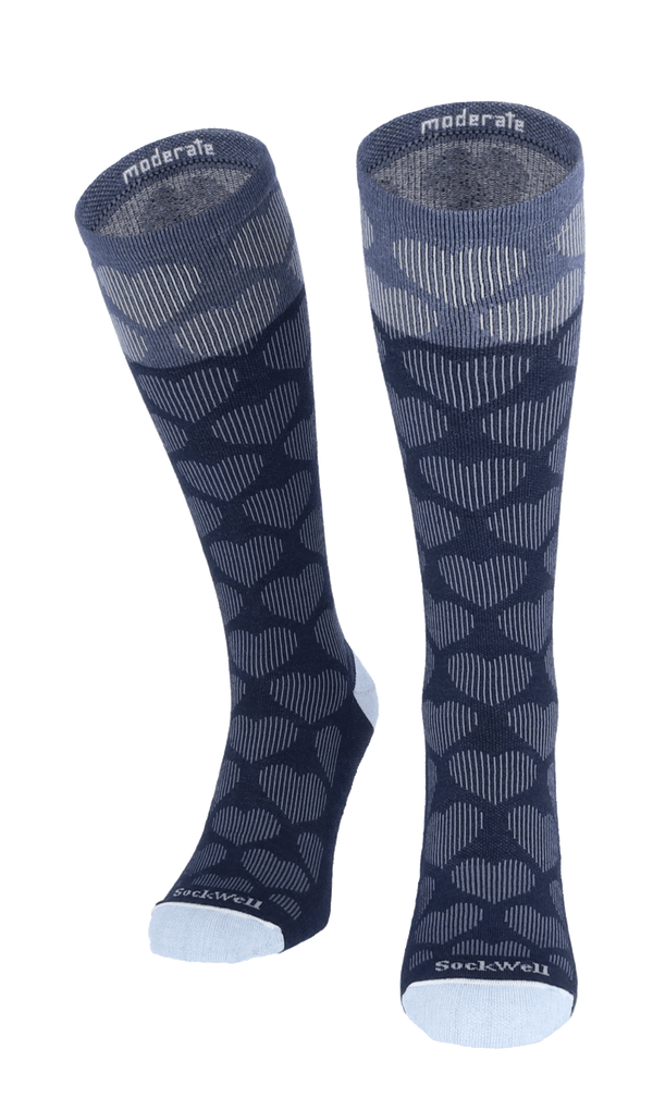 Heart Throb Women Moderate Compression Socks Navy