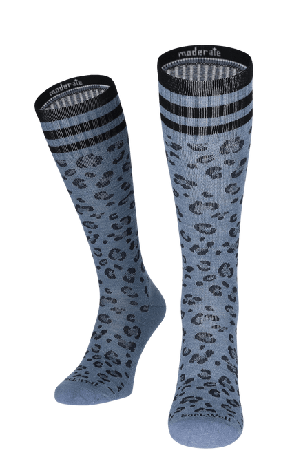 Leopard Women Moderate Compression Socks Bluestone