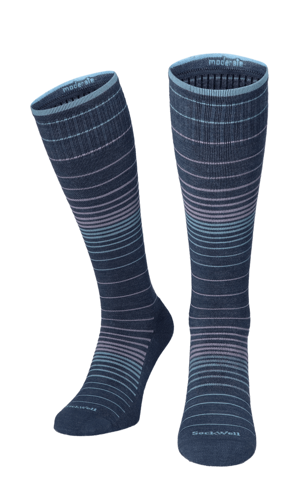 Full Stripe Women Moderate Compression Socks Denim