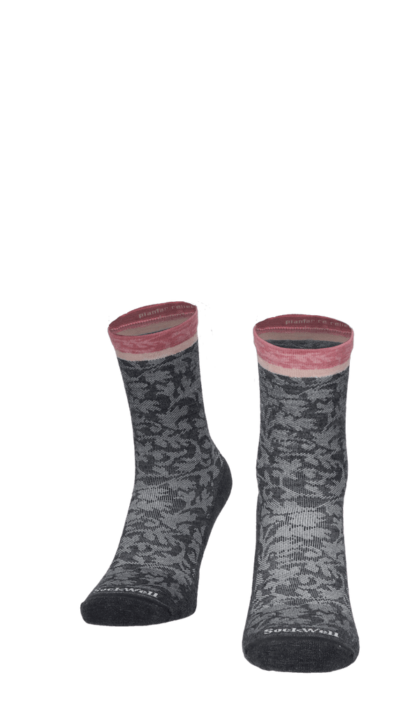 Plantar Cush Crew Women Heel Spur Socks Class 2 Charcoal