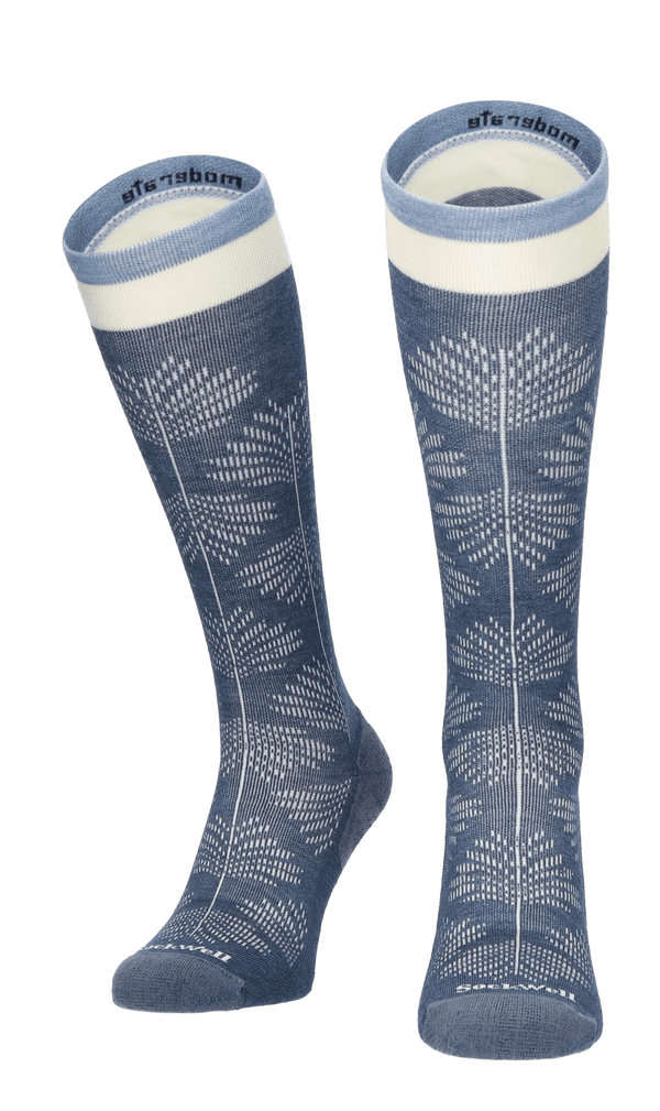 Full Floral Women Moderate Compression Socks Denim